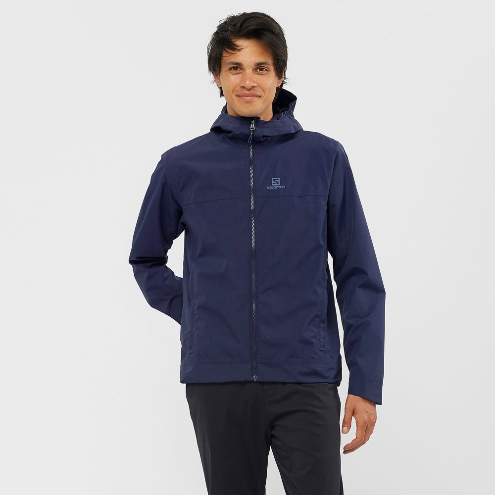 Salomon Israel EXPLORE WATERPROOF 2L M - Mens Jackets - Navy (MKBF-81365)